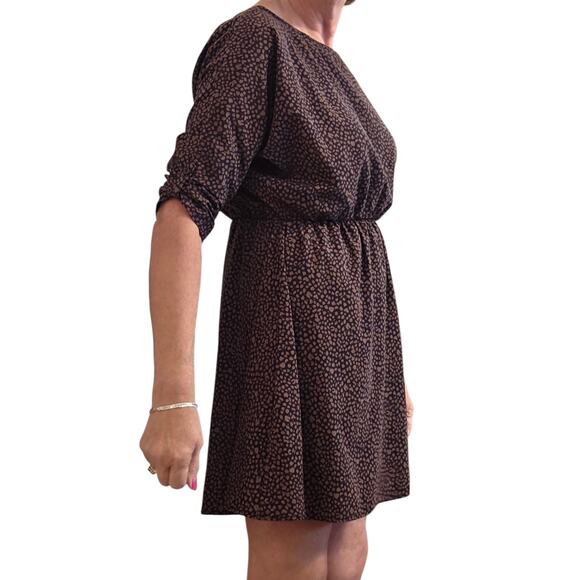 TIENS Ecoute Dress Elastic Waist, Dolman Sleeves, Estimated sz 8/10 Navy Brown - Picture 7 of 12